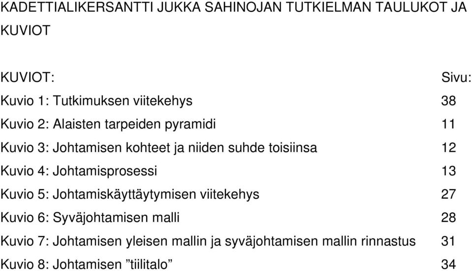 toisiinsa 12 Kuvio 4: Johtamisprosessi 13 Kuvio 5: Johtamiskäyttäytymisen viitekehys 27 Kuvio 6: