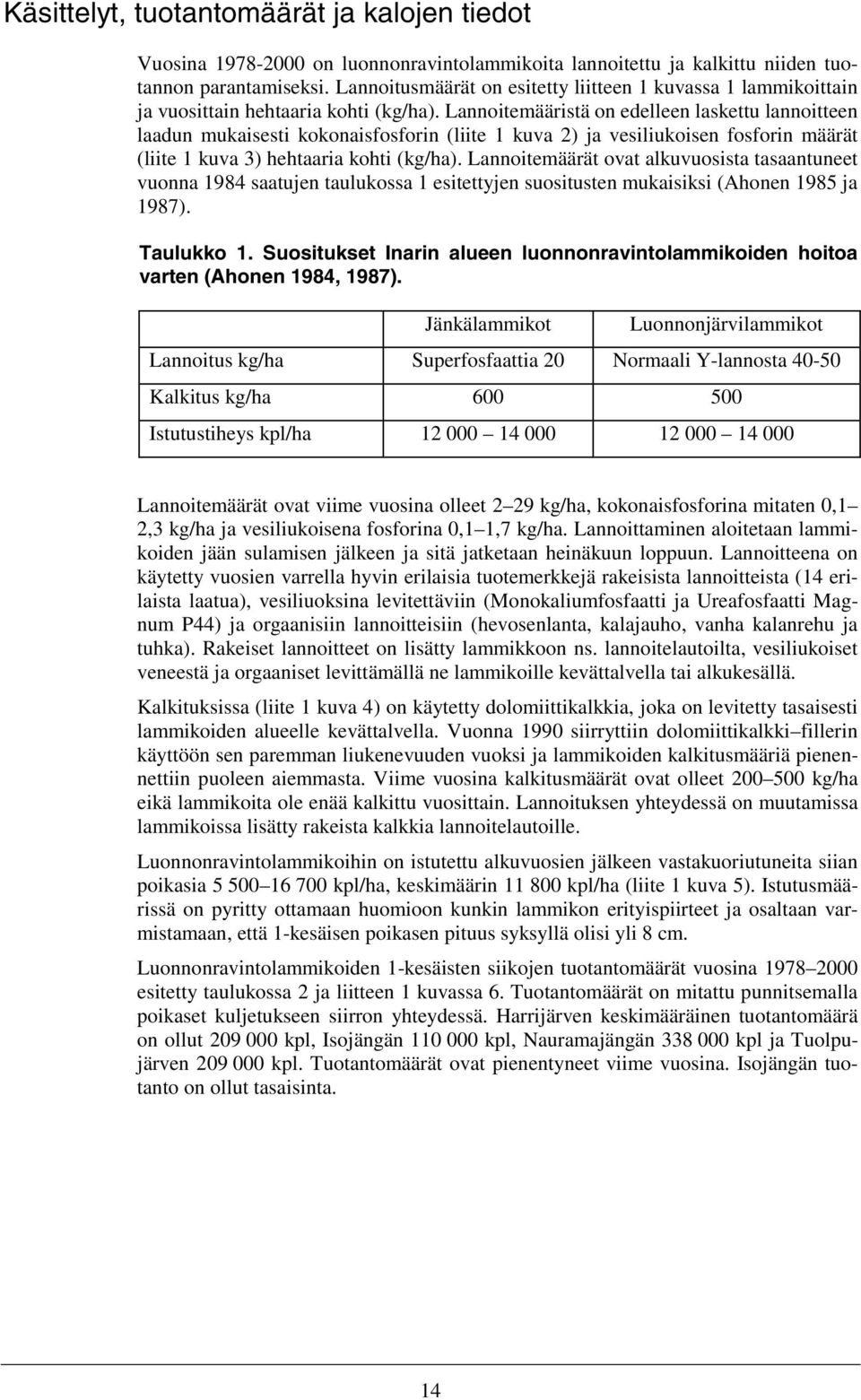 Lannoitemääristä on edelleen laskettu lannoitteen laadun mukaisesti kokonaisfosforin (liite 1 kuva 2) ja vesiliukoisen fosforin määrät (liite 1 kuva 3) hehtaaria kohti (kg/ha).