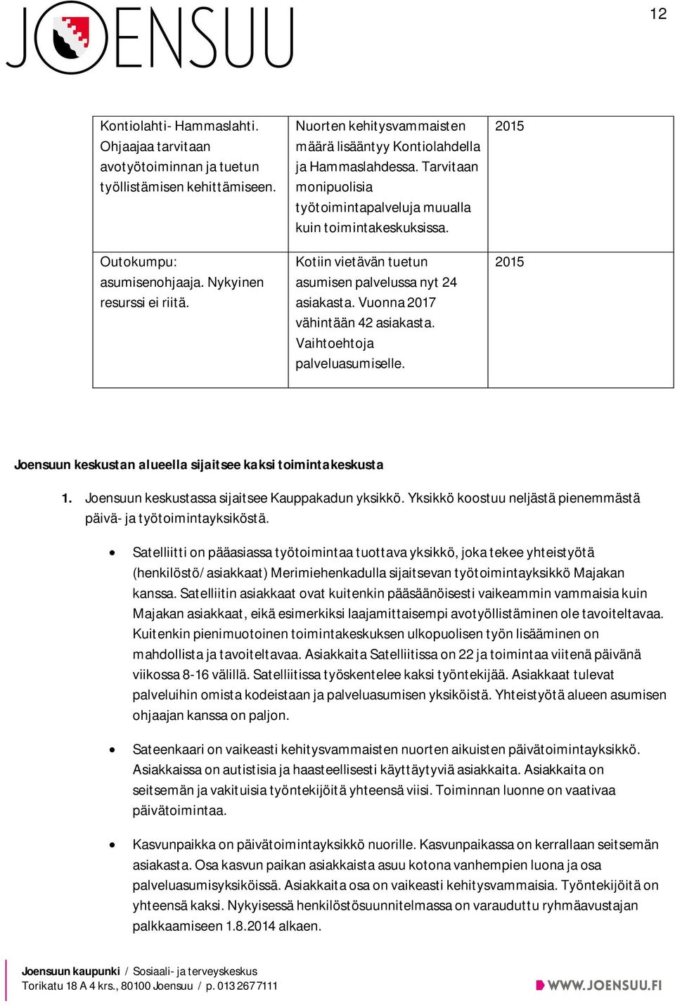 Kotiin vietävän tuetun asumisen palvelussa nyt 24 asiakasta. Vuonna 2017 vähintään 42 asiakasta. Vaihtoehtoja palveluasumiselle.