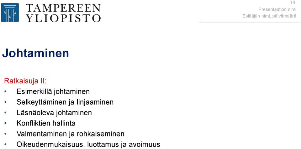 Läsnäoleva johtaminen Konfliktien hallinta