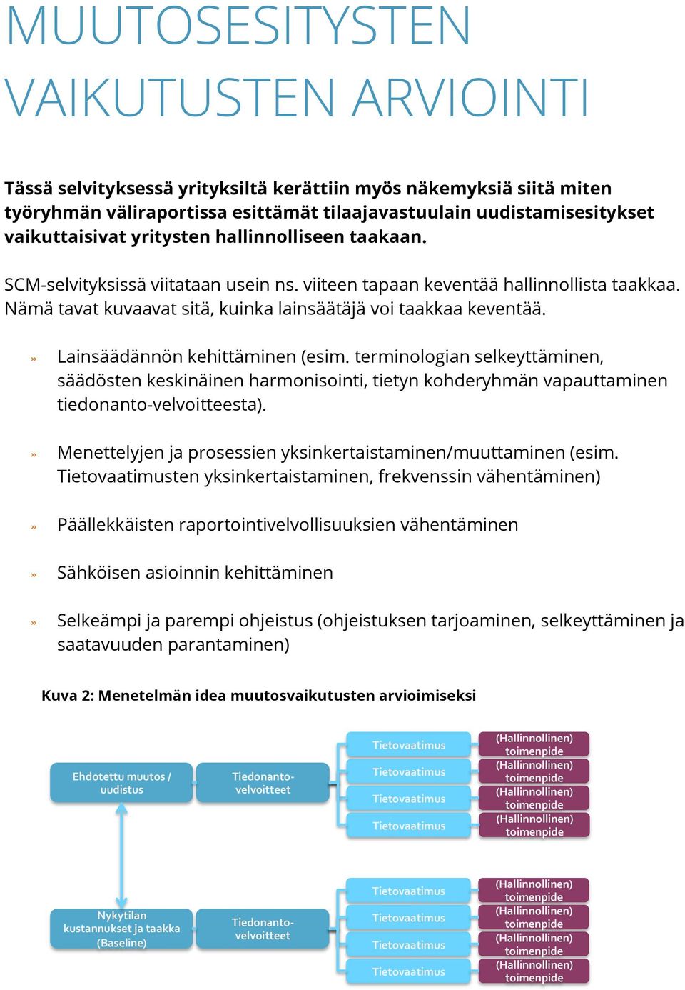 » Lainsäädännön kehittäminen (esim. terminologian selkeyttäminen, säädösten keskinäinen harmonisointi, tietyn kohderyhmän vapauttaminen tiedonanto-velvoitteesta).