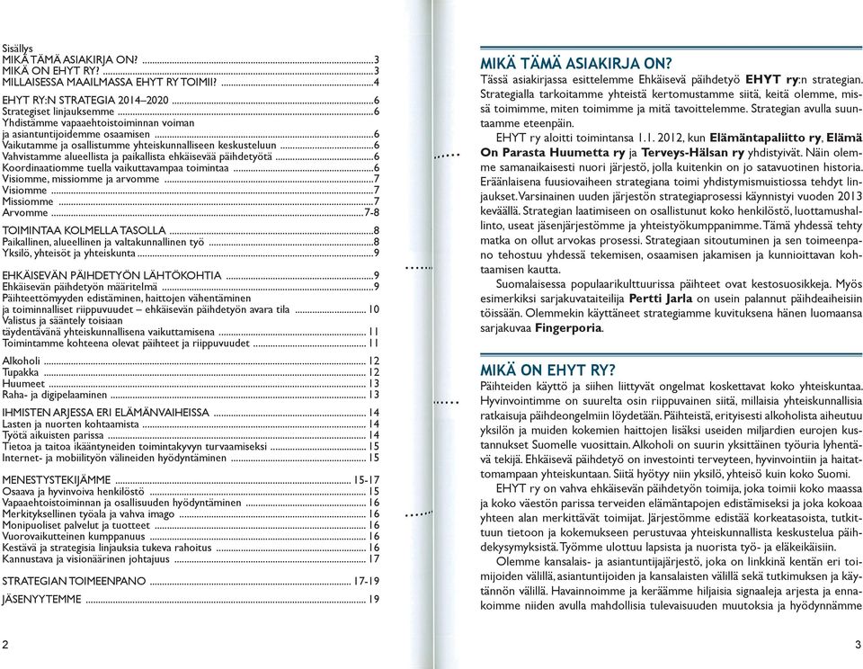 ..6 Vahvistamme alueellista ja paikallista ehkäisevää päihdetyötä...6 Koordinaatiomme tuella vaikuttavampaa toimintaa...6 Visiomme, missiomme ja arvomme...7 Visiomme...7 Missiomme...7 Arvomme.