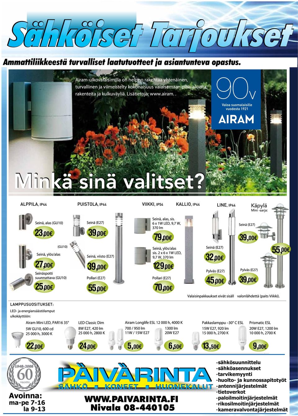FI Nivala 08-440105 sähkösuunnittelu sähköasennukset tarvikemyynti huolto- ja