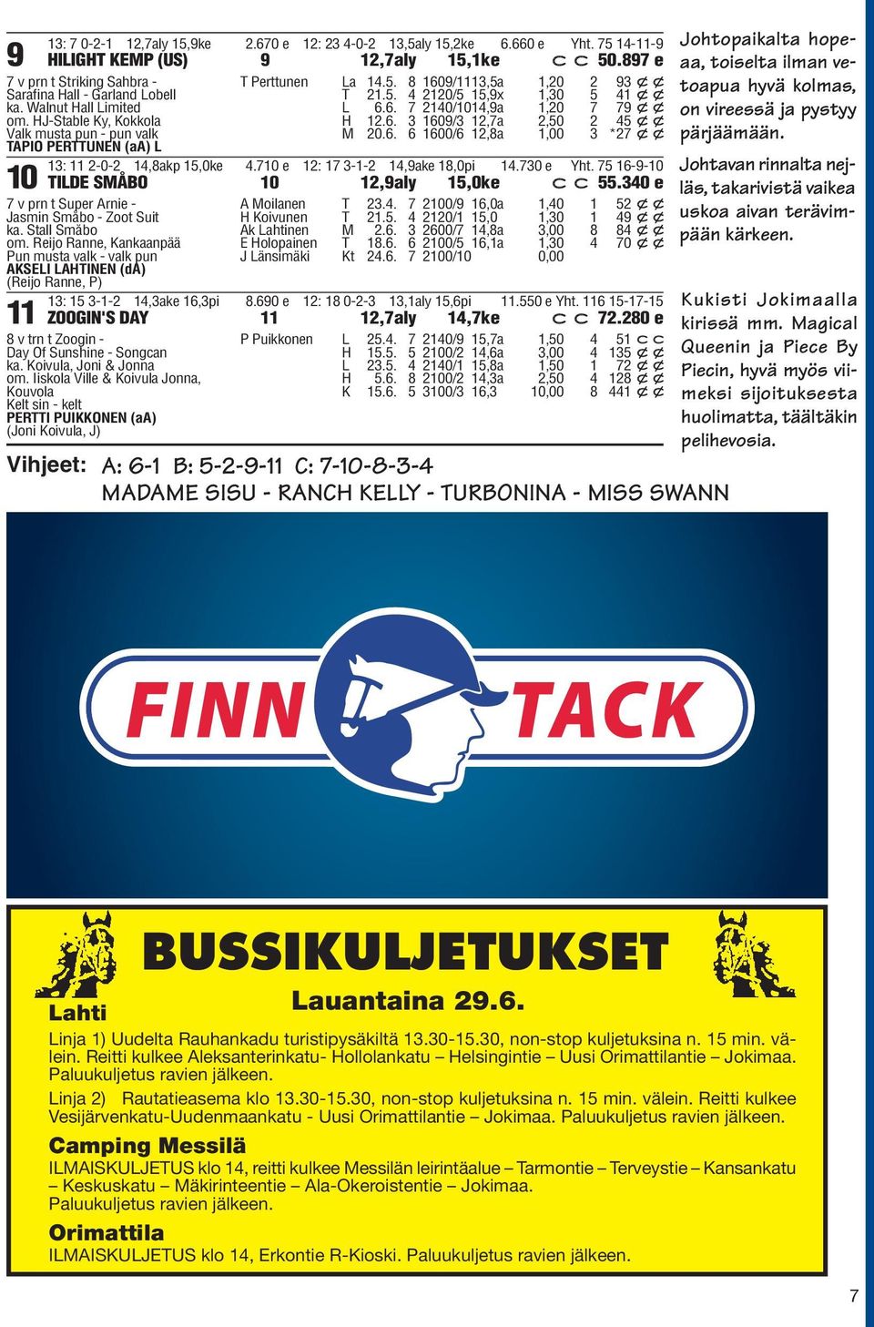 70 e : 7 --,9ake 8,0pi.70 e Yht. 75 6-9-0 TILDE SMÅBO 0,9aly 5,0ke c c 55.0 e 0 7 v prn t Super Arnie - Jasmin Småbo - Zoot Suit ka. Stall Småbo om.