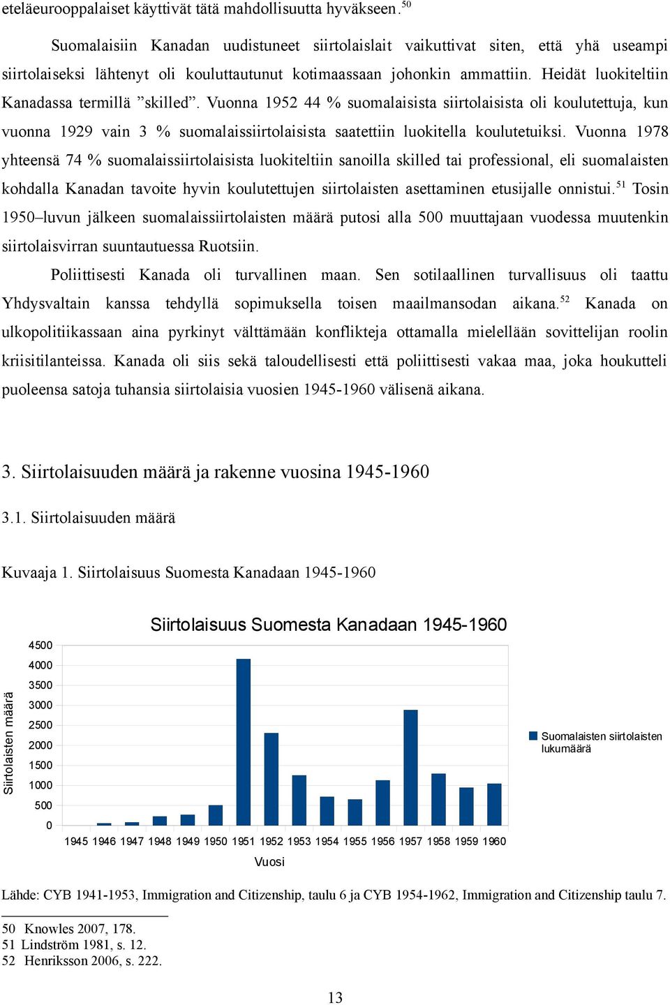 Heidät luokiteltiin Kanadassa termillä skilled. Vuonna 1952 44 % suomalaisista siirtolaisista oli koulutettuja, kun vuonna 1929 vain 3 % suomalaissiirtolaisista saatettiin luokitella koulutetuiksi.