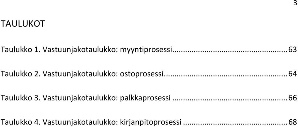 Vastuunjakotaulukko: ostoprosessi... 64 Taulukko 3.