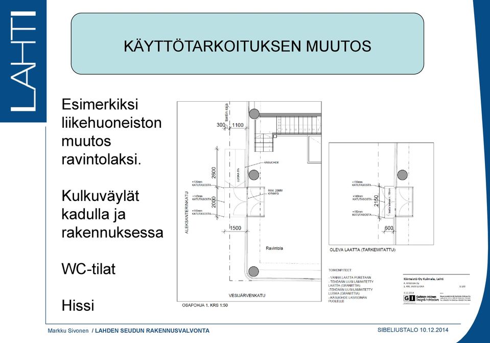 muutos ravintolaksi.