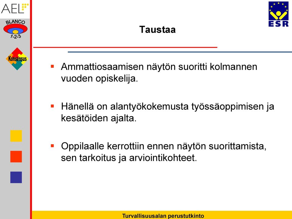 Hänellä on alantyökokemusta työssäoppimisen ja