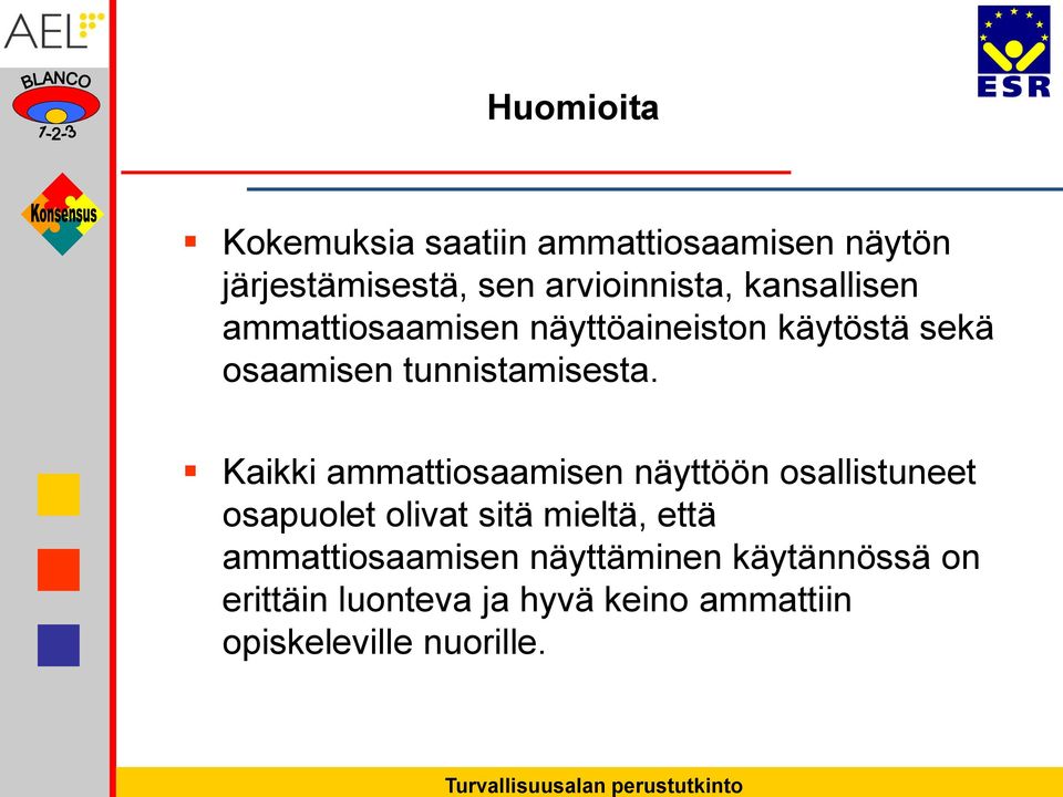 Kaikki ammattiosaamisen näyttöön osallistuneet osapuolet olivat sitä mieltä, että