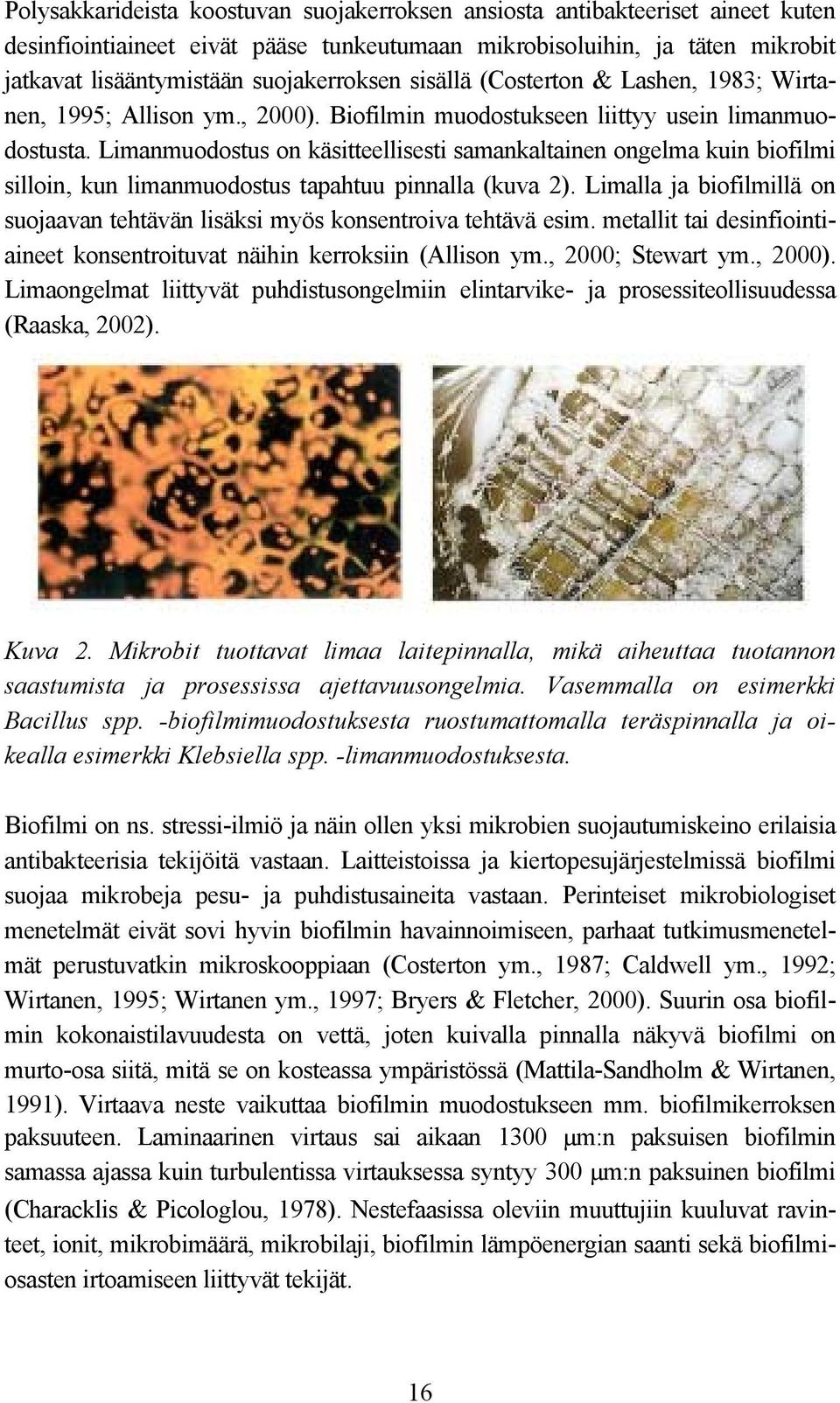 Limanmuodostus on käsitteellisesti samankaltainen ongelma kuin biofilmi silloin, kun limanmuodostus tapahtuu pinnalla (kuva 2).