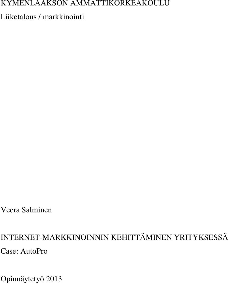 Salminen INTERNET-MARKKINOINNIN