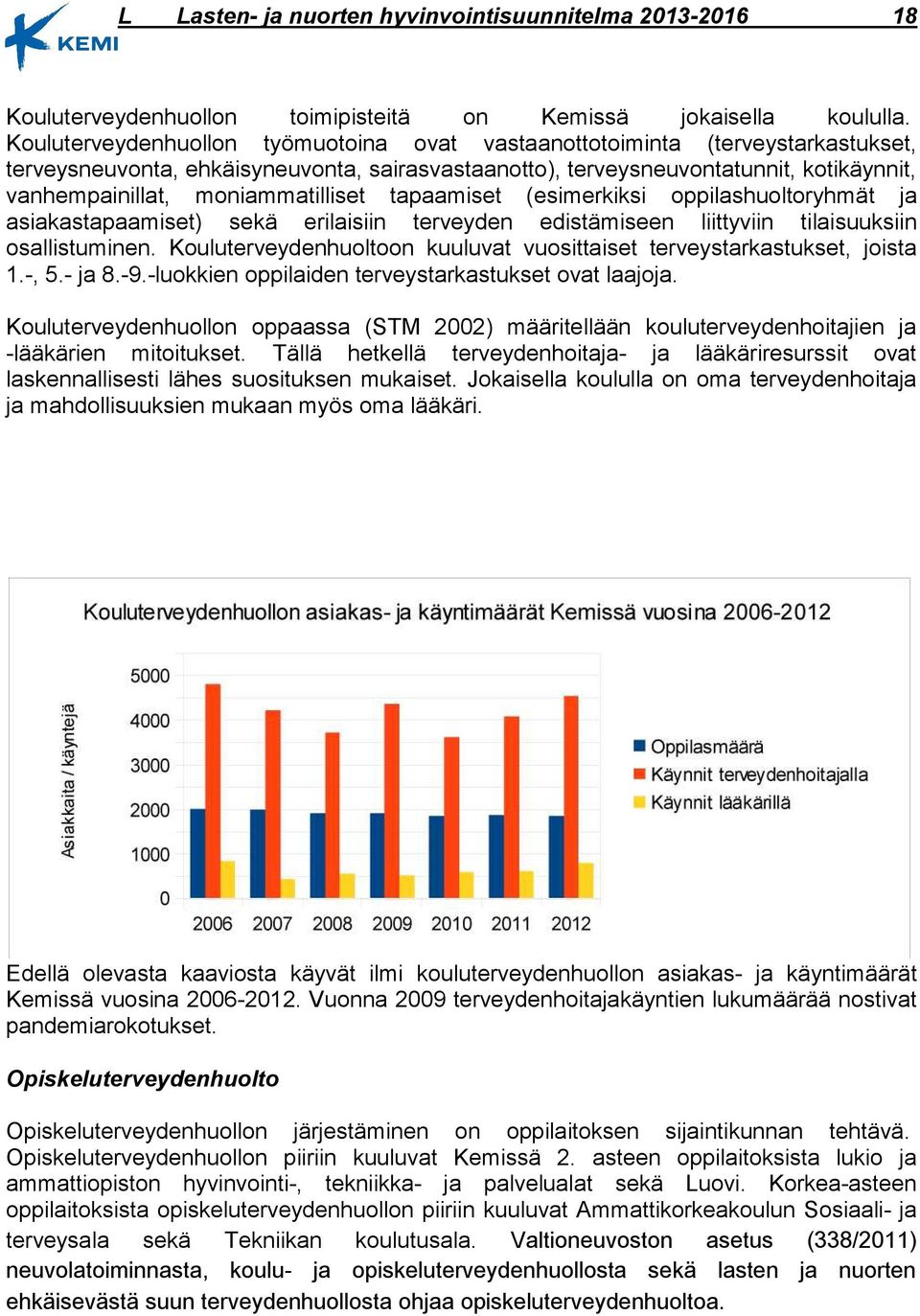 moniammatilliset tapaamiset (esimerkiksi oppilashuoltoryhmät ja asiakastapaamiset) sekä erilaisiin terveyden edistämiseen liittyviin tilaisuuksiin osallistuminen.