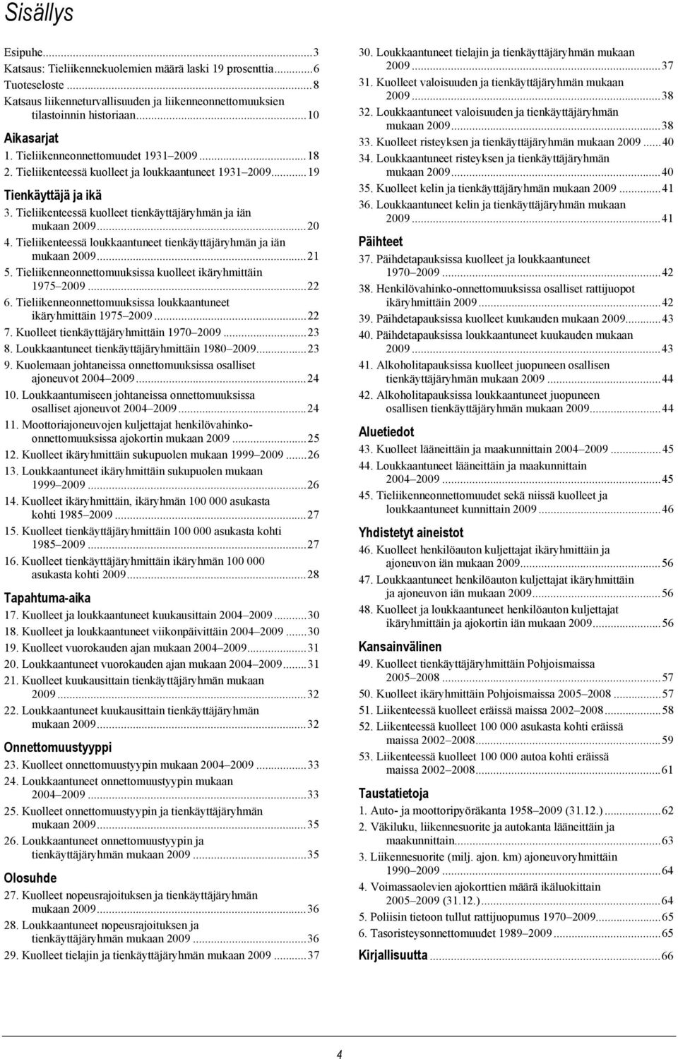 Tieliikenteessä loukkaantuneet tienkäyttäjäryhmän ja iän mukaan 2009... 21 5. Tieliikenneonnettomuuksissa kuolleet ikäryhmittäin 1975 2009... 22 6.