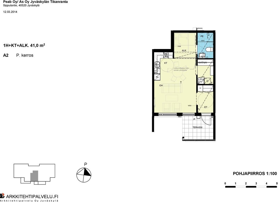 41,0 m 2 HISSI 3,0 m 2 E A2. kerros A.