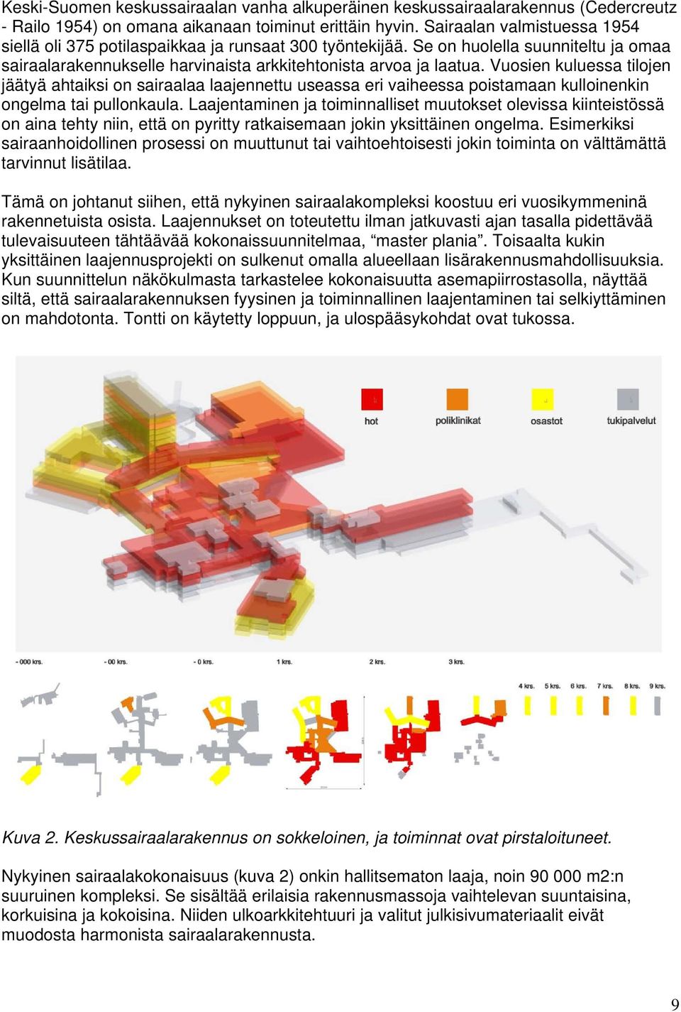 Vuosien kuluessa tilojen jäätyä ahtaiksi on sairaalaa laajennettu useassa eri vaiheessa poistamaan kulloinenkin ongelma tai pullonkaula.