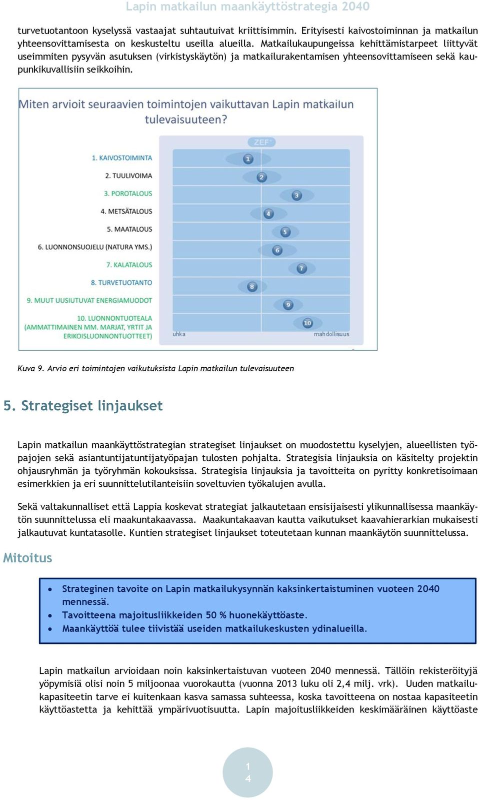 Arvio eri toimintojen vaikutuksista Lapin matkailun tulevaisuuteen 5.
