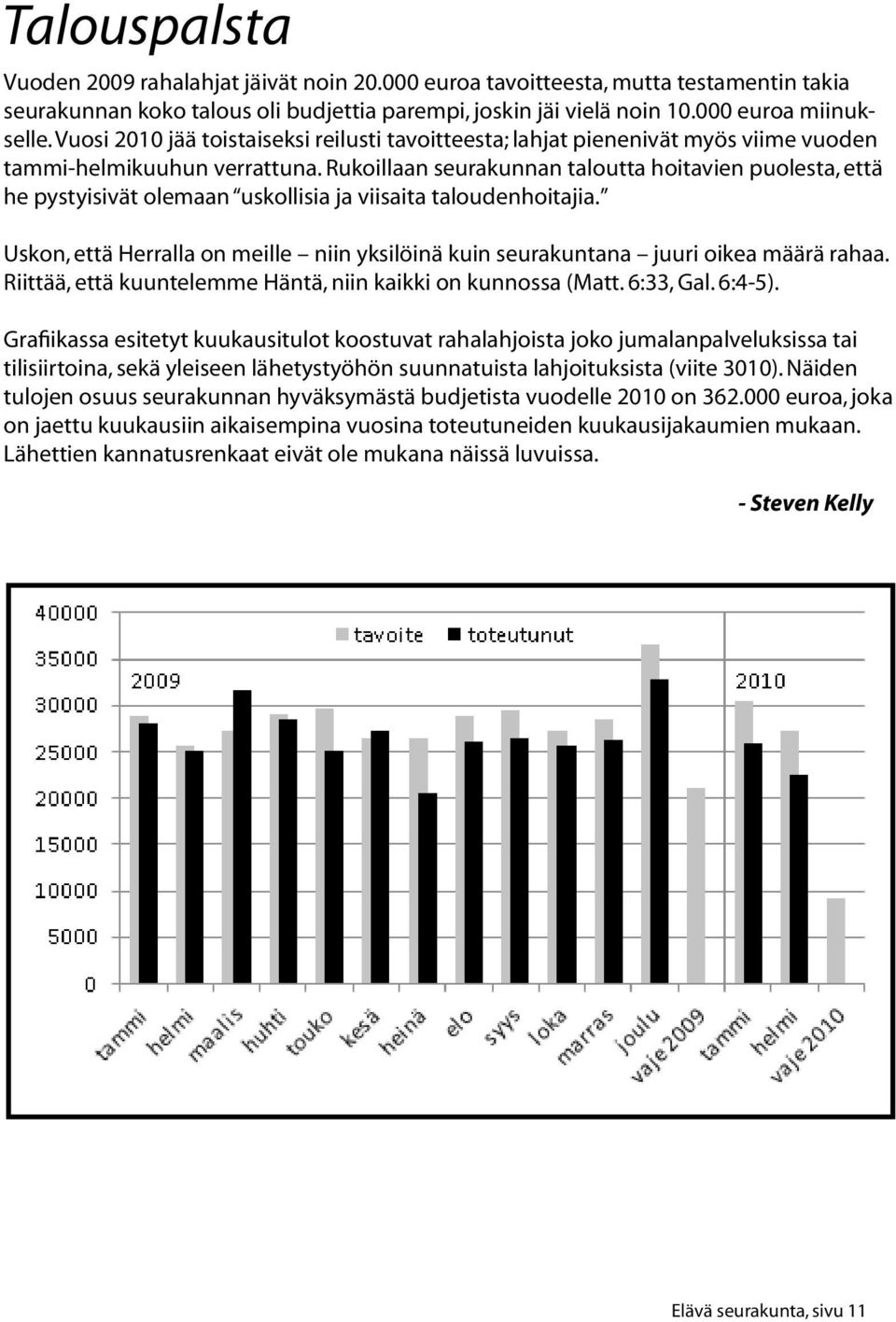 Rukoillaan seurakunnan taloutta hoitavien puolesta, että he pystyisivät olemaan uskollisia ja viisaita taloudenhoitajia.