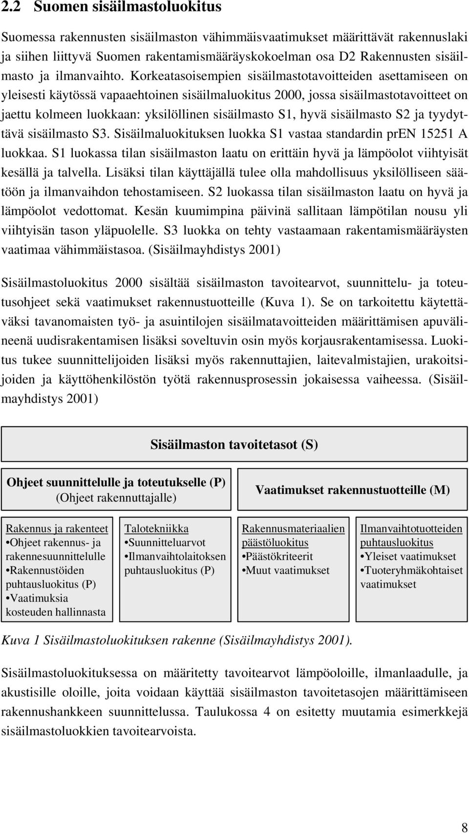 Korkeatasoisempien sisäilmastotavoitteiden asettamiseen on yleisesti käytössä vapaaehtoinen sisäilmaluokitus 2000, jossa sisäilmastotavoitteet on jaettu kolmeen luokkaan: yksilöllinen sisäilmasto S1,