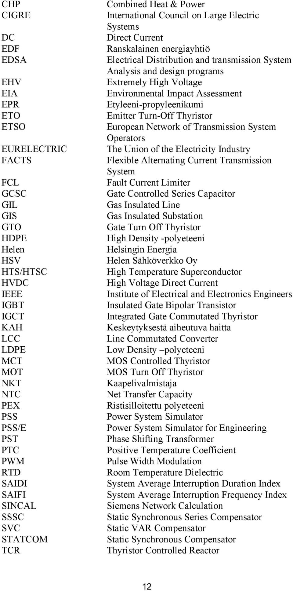 design programs Extremely High Voltage Environmental Impact Assessment Etyleeni-propyleenikumi Emitter Turn-Off Thyristor European Network of Transmission System Operators The Union of the