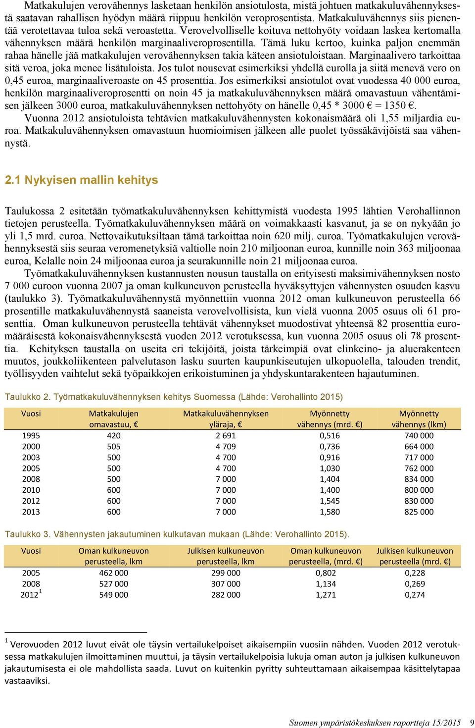 Tämä luku kertoo, kuinka paljon enemmän rahaa hänelle jää matkakulujen verovähennyksen takia käteen ansiotuloistaan. Marginaalivero tarkoittaa sitä veroa, joka menee lisätuloista.