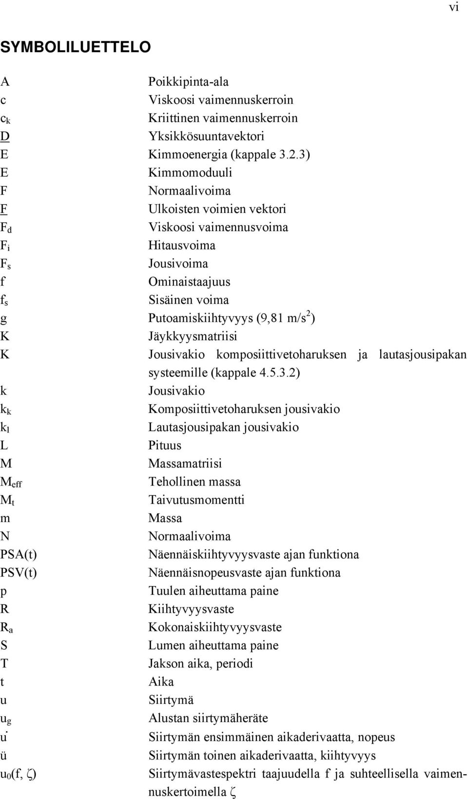 Jäykkyysmatriisi K Jousivakio komposiittivetoharuksen ja lautasjousipakan systeemille (kappale 4.5.3.