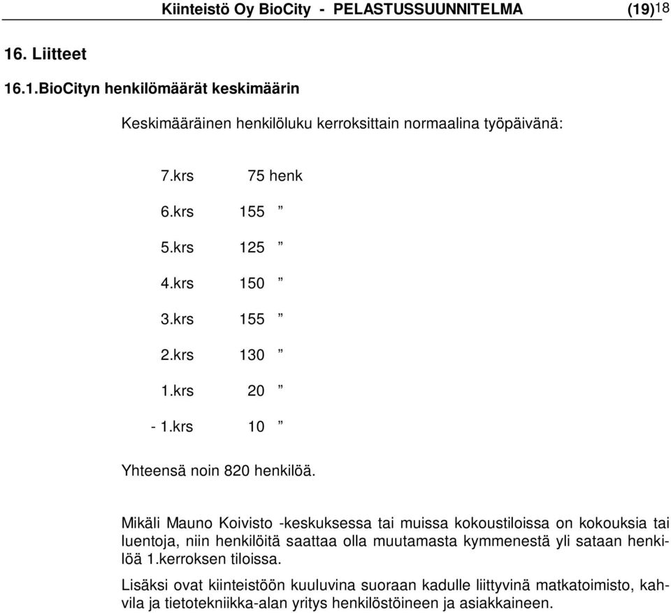 Mikäli Mauno Koivisto -keskuksessa tai muissa kokoustiloissa on kokouksia tai luentoja, niin henkilöitä saattaa olla muutamasta kymmenestä yli sataan