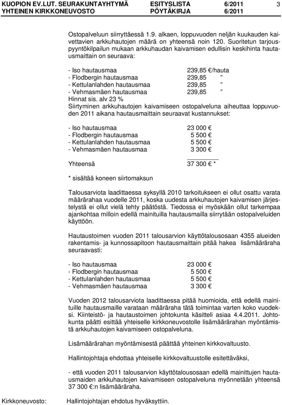 hautausmaa 239,85 - Vehmasmäen hautausmaa 239,85 Hinnat sis.