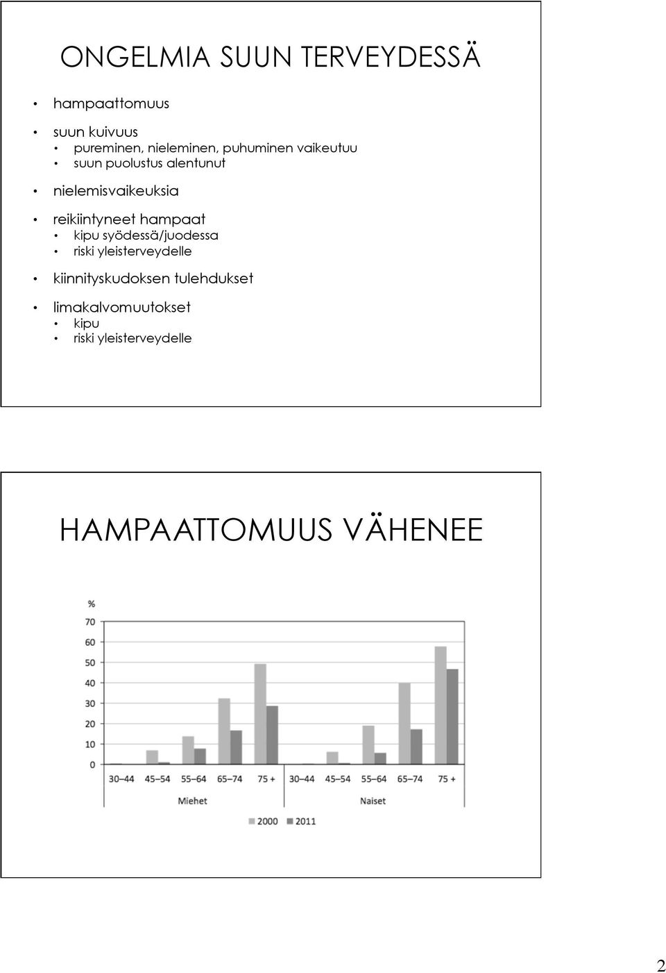 reikiintyneet hampaat kipu syödessä/juodessa riski yleisterveydelle