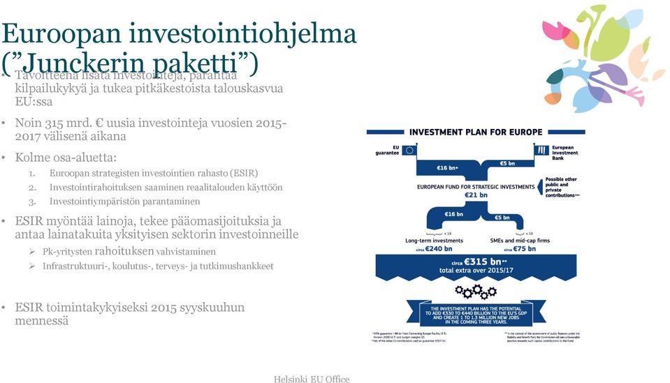 Investointirahoituksen saaminen reaalitalouden käyttöön 3.