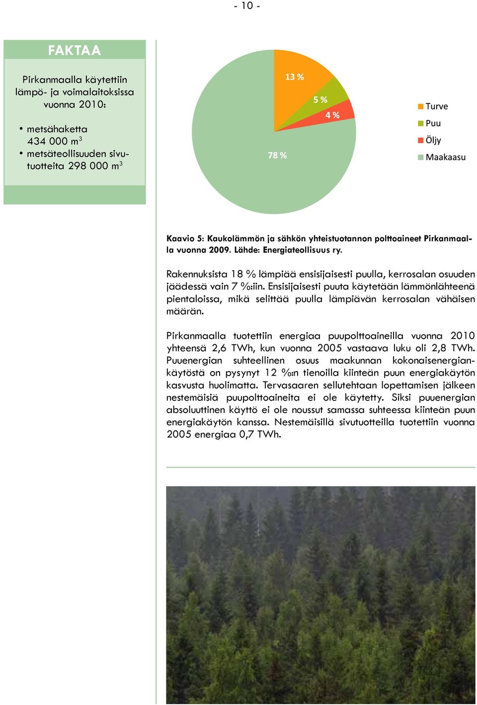 Ensisijaisesti puuta käytetään lämmönlähteenä pientaloissa, mikä selittää puulla lämpiävän kerrosalan vähäisen määrän.