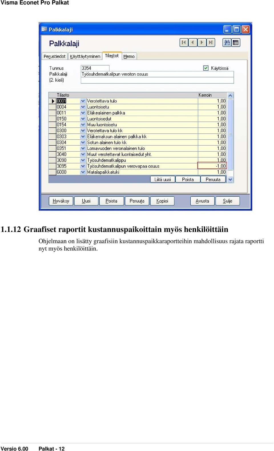 kustannuspaikkaraportteihin mahdollisuus rajata