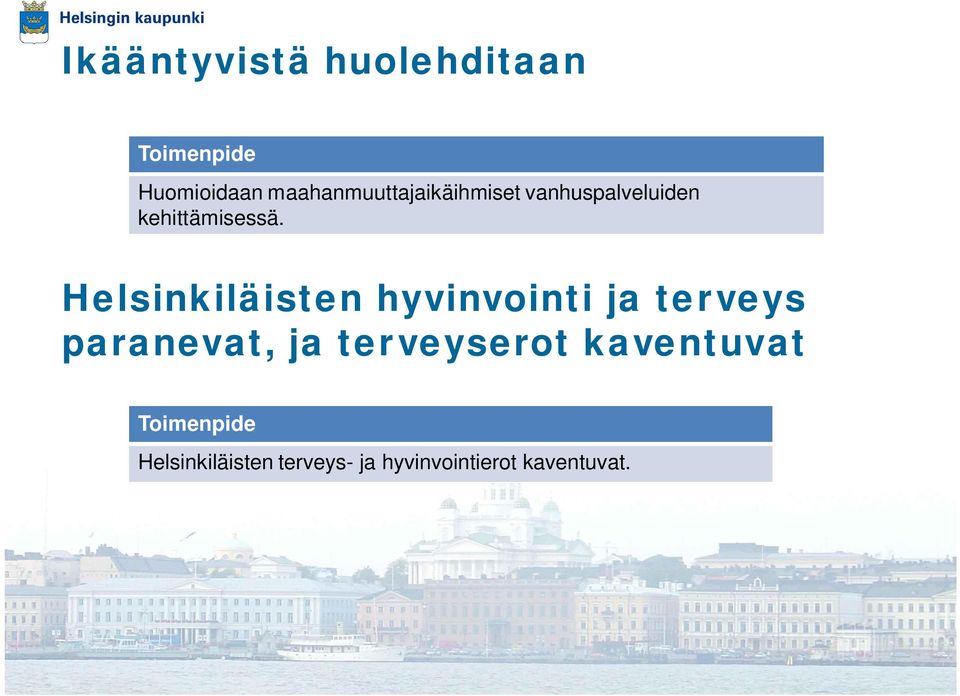 Helsinkiläisten hyvinvointi ja terveys paranevat, ja