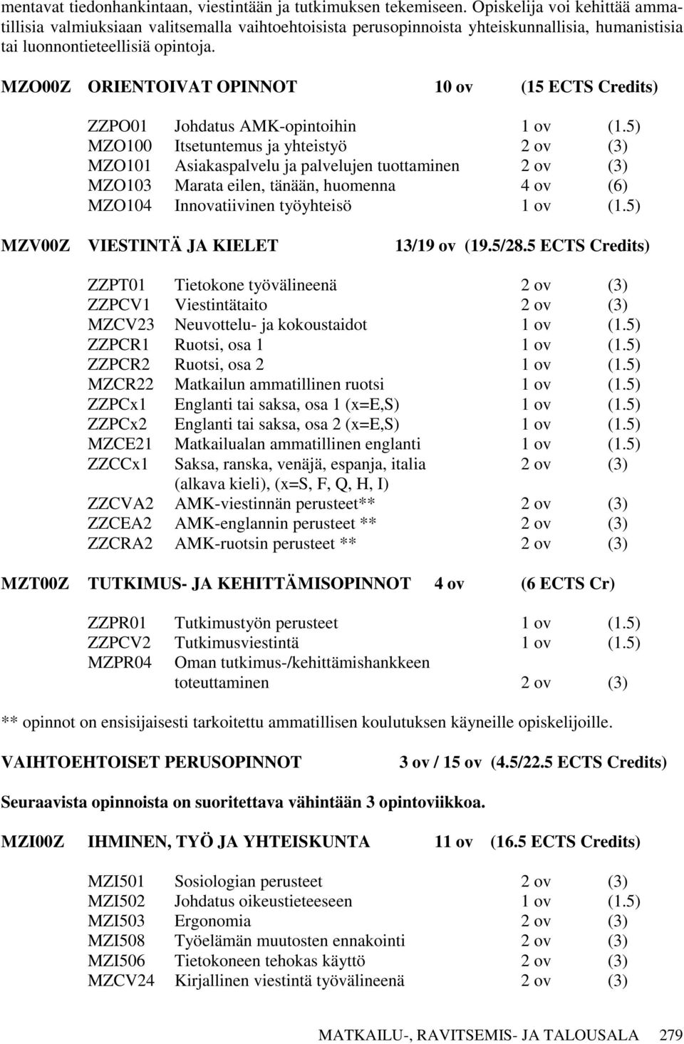 MZO00Z ORIENTOIVAT OPINNOT 10 ov (15 ECTS Credits) ZZPO01 Johdatus AMK-opintoihin 1 ov (1.