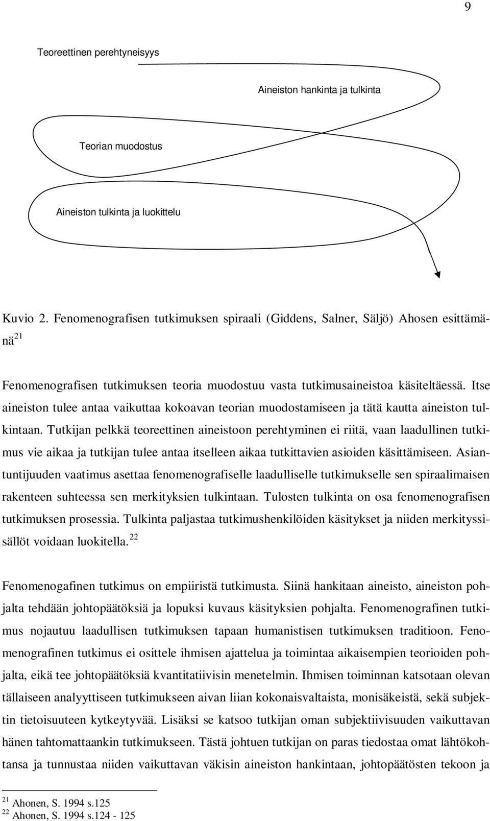 Itse aineiston tulee antaa vaikuttaa kokoavan teorian muodostamiseen ja tätä kautta aineiston tulkintaan.