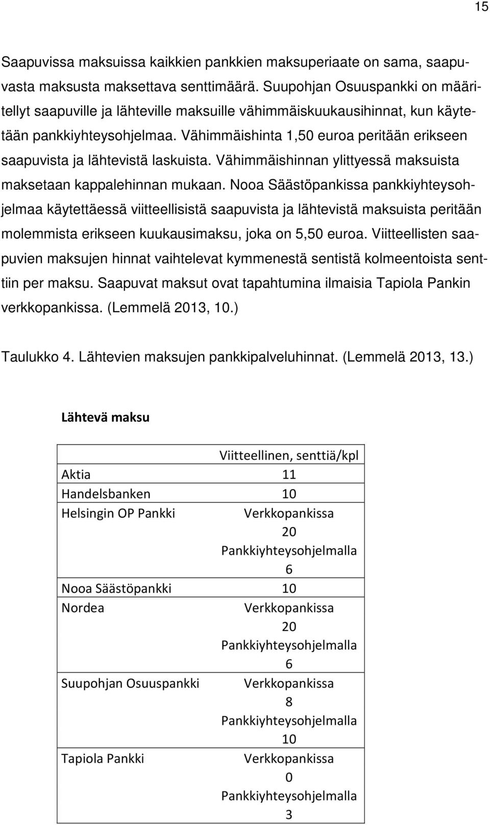 Vähimmäishinta 1,50 euroa peritään erikseen saapuvista ja lähtevistä laskuista. Vähimmäishinnan ylittyessä maksuista maksetaan kappalehinnan mukaan.