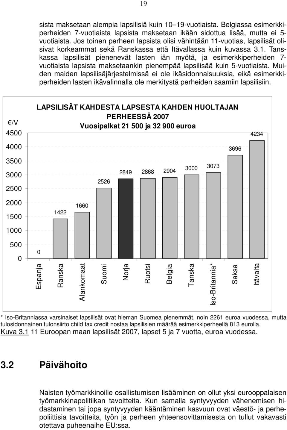 Muiden maiden lapsilisäjärjestelmissä ei ole ikäsidonnaisuuksia, eikä esimerkkiperheiden lasten ikävalinnalla ole merkitystä perheiden saamiin lapsilisiin.