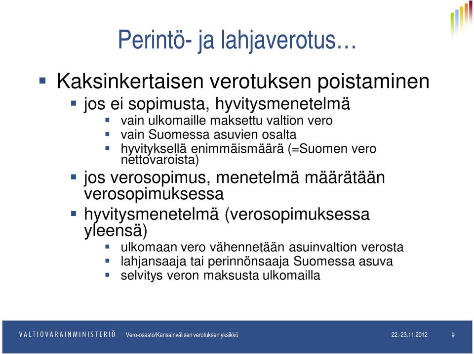 nettovaroista) jos verosopimus, menetelmä määrätään verosopimuksessa hyvitysmenetelmä (verosopimuksessa