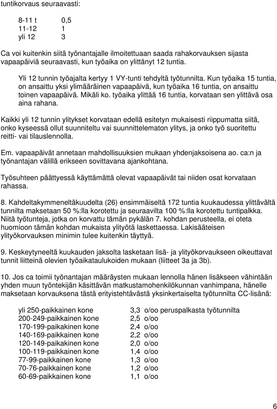 työaika ylittää 16 tuntia, korvataan sen ylittävä osa aina rahana.