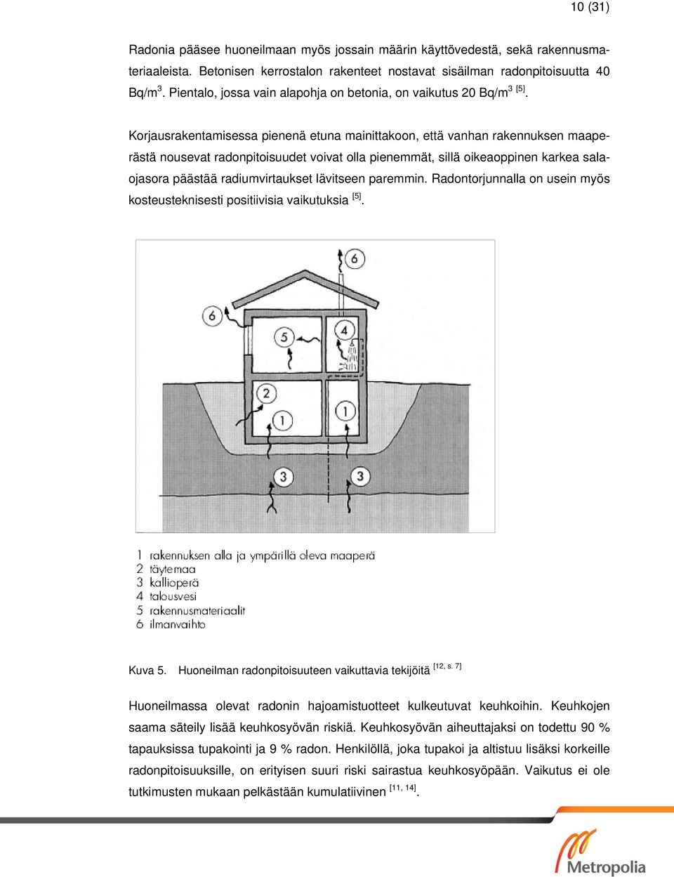 Korjausrakentamisessa pienenä etuna mainittakoon, että vanhan rakennuksen maaperästä nousevat radonpitoisuudet voivat olla pienemmät, sillä oikeaoppinen karkea salaojasora päästää radiumvirtaukset