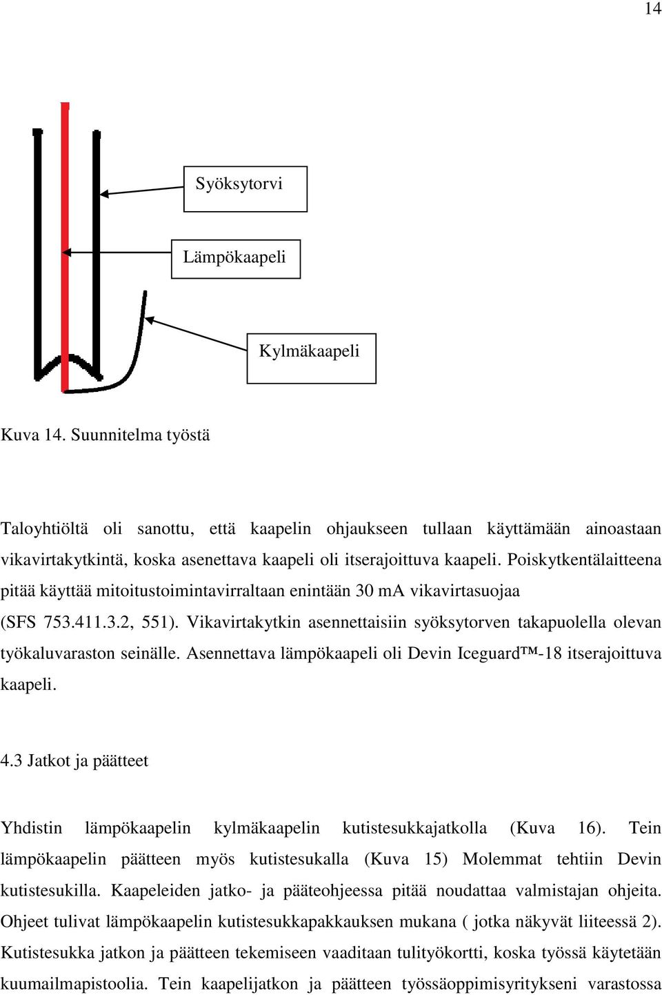 Poiskytkentälaitteena pitää käyttää mitoitustoimintavirraltaan enintään 30 ma vikavirtasuojaa (SFS 753.411.3.2, 551).