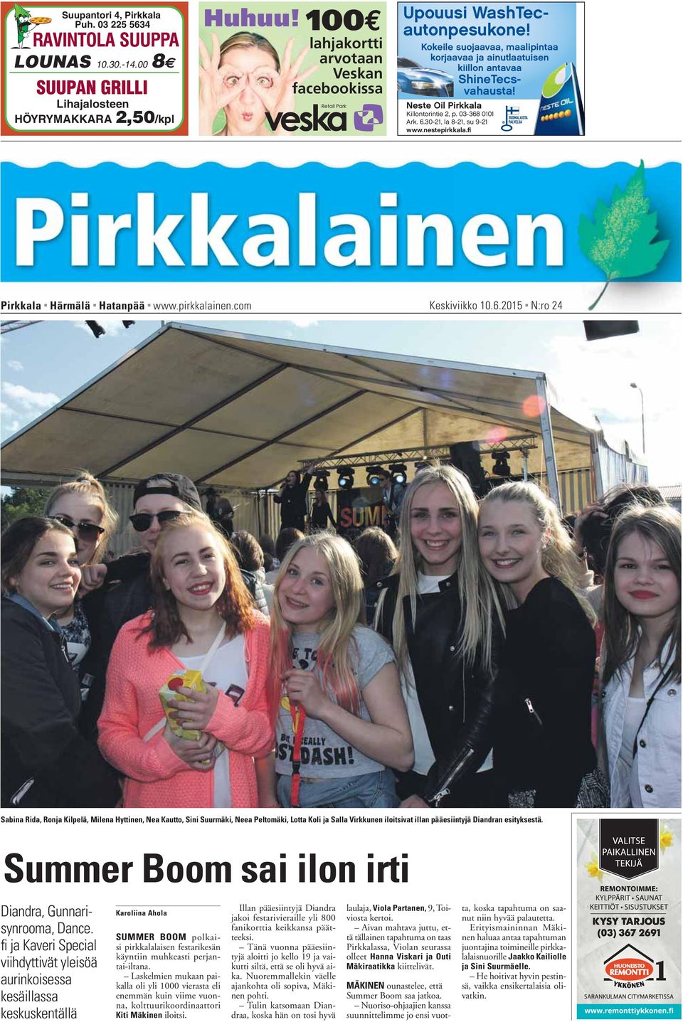 fi Pirkkala Härmälä Hatanpää www.pirkkalainen.com Keskiviikko 10.6.