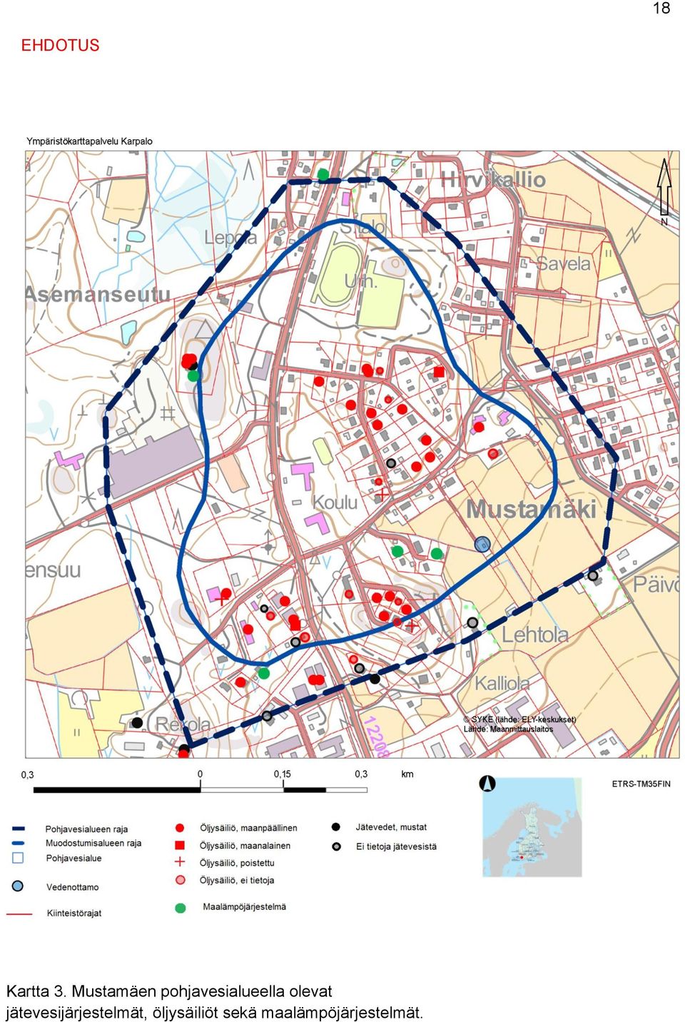 pohjavesialueella olevat