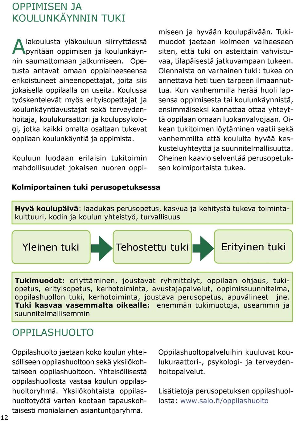 Koulussa työskentelevät myös erityisopettajat ja koulunkäyntiavustajat sekä terveydenhoitaja, koulukuraattori ja koulupsykologi, jotka kaikki omalta osaltaan tukevat oppilaan koulunkäyntiä ja