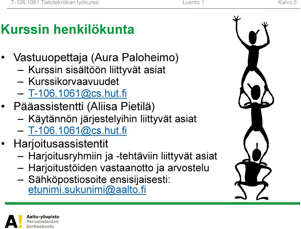 sisältöön liittyvät asiat Kurssikorvaavuudet 1061@cs.hut.