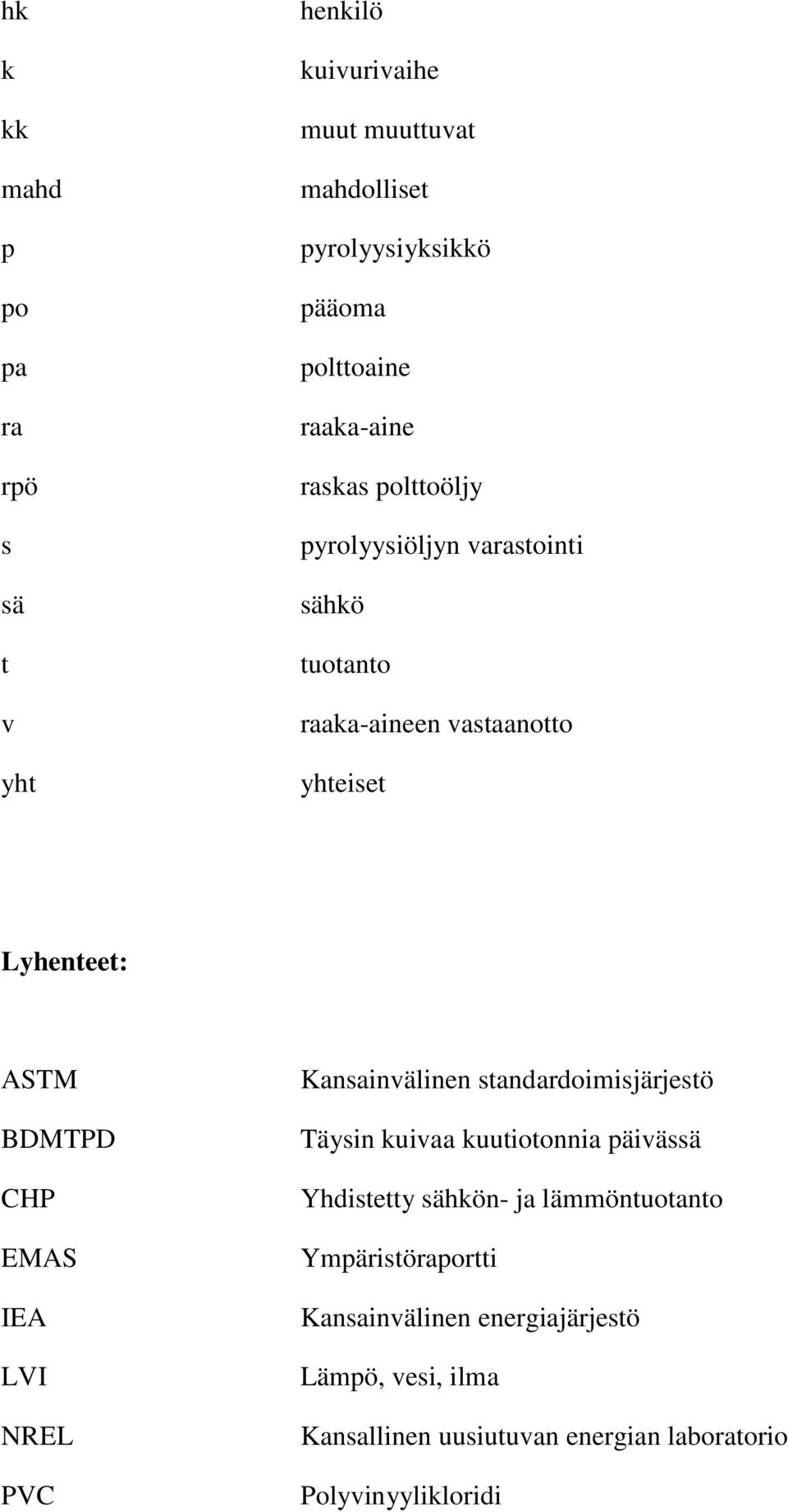 CHP EMAS IEA LVI NREL PVC Kansainvälinen standardoimisjärjestö Täysin kuivaa kuutiotonnia päivässä Yhdistetty sähkön- ja