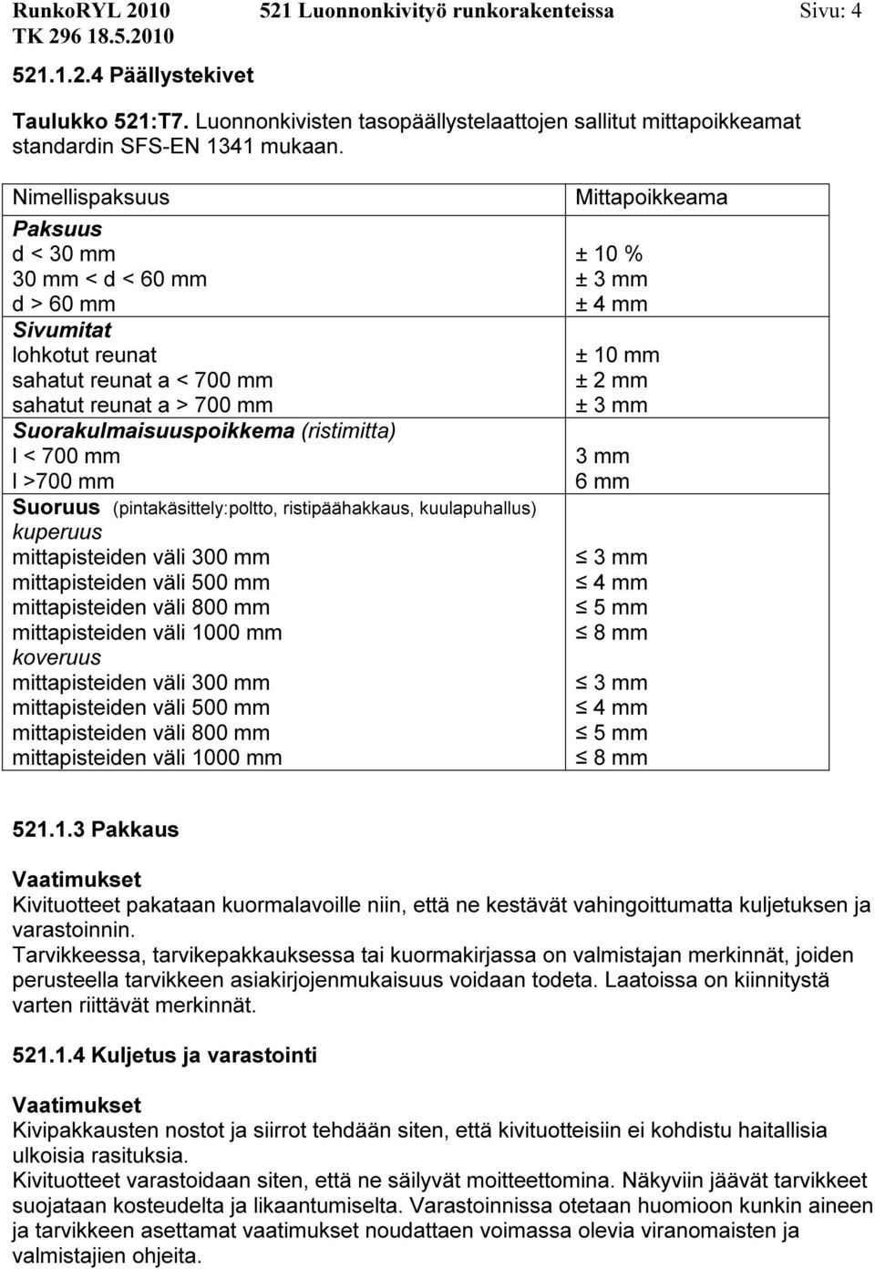 Suoruus (pintakäsittely:poltto, ristipäähakkaus, kuulapuhallus) kuperuus mittapisteiden väli 300 mm mittapisteiden väli 500 mm mittapisteiden väli 800 mm mittapisteiden väli 1000 mm koveruus