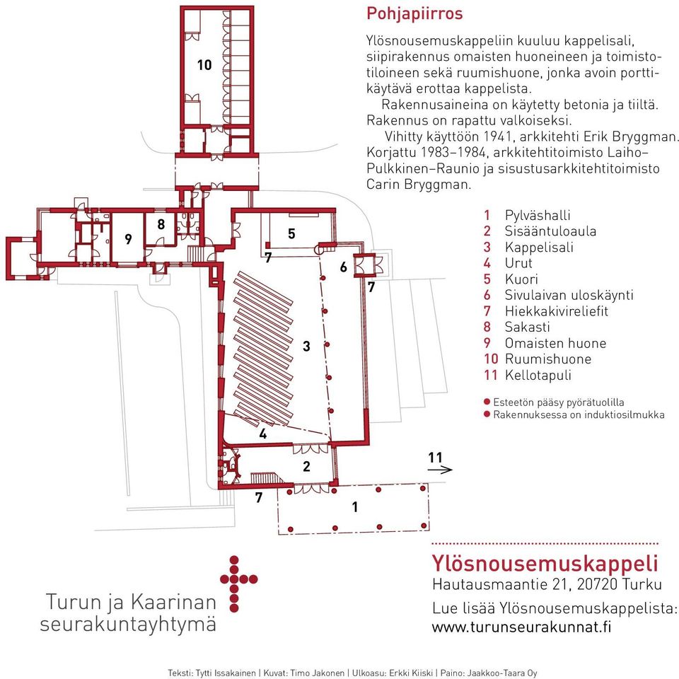 Korjattu 1983 1984, arkkitehtitoimisto Laiho Pulkkinen Raunio ja sisustusarkkitehtitoimisto Carin Bryggman.