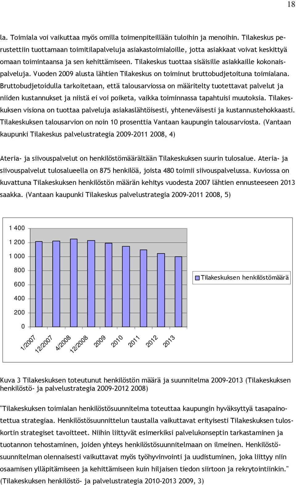 Tilakeskus tuottaa sisäisille asiakkaille kokonaispalveluja. Vuoden 2009 alusta lähtien Tilakeskus on toiminut bruttobudjetoituna toimialana.