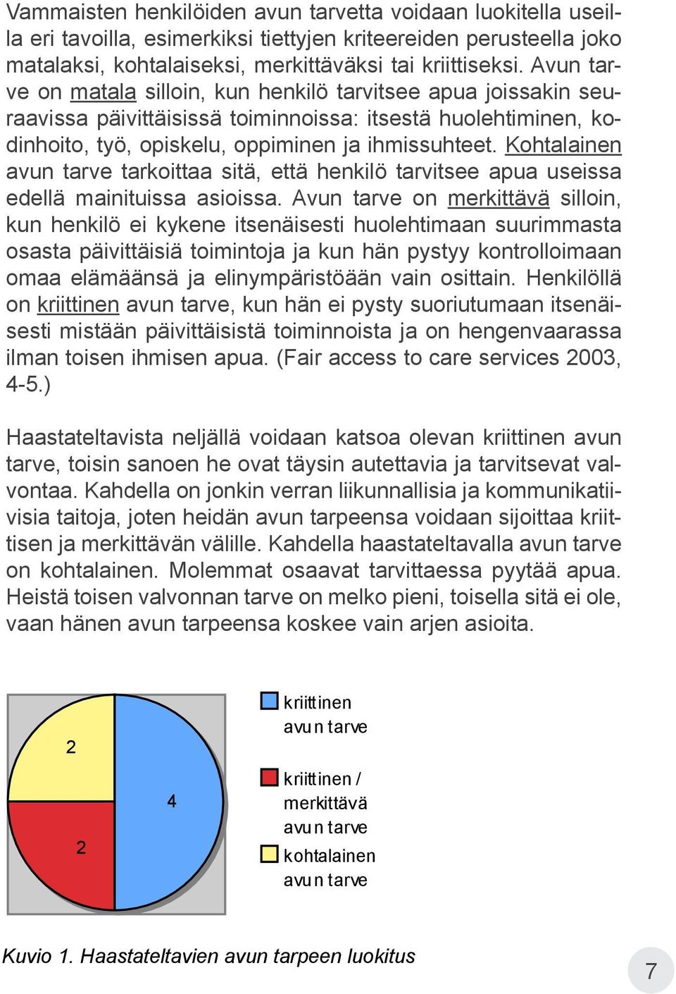 Kohtalainen avun tarve tarkoittaa sitä, että henkilö tarvitsee apua useissa edellä mainituissa asioissa.