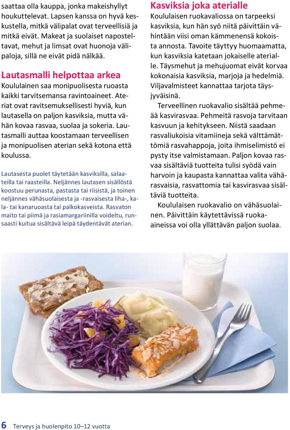 Lautasmalli helpottaa arkea Koululainen saa monipuolisesta ruoasta kaikki tarvitsemansa ravintoaineet.